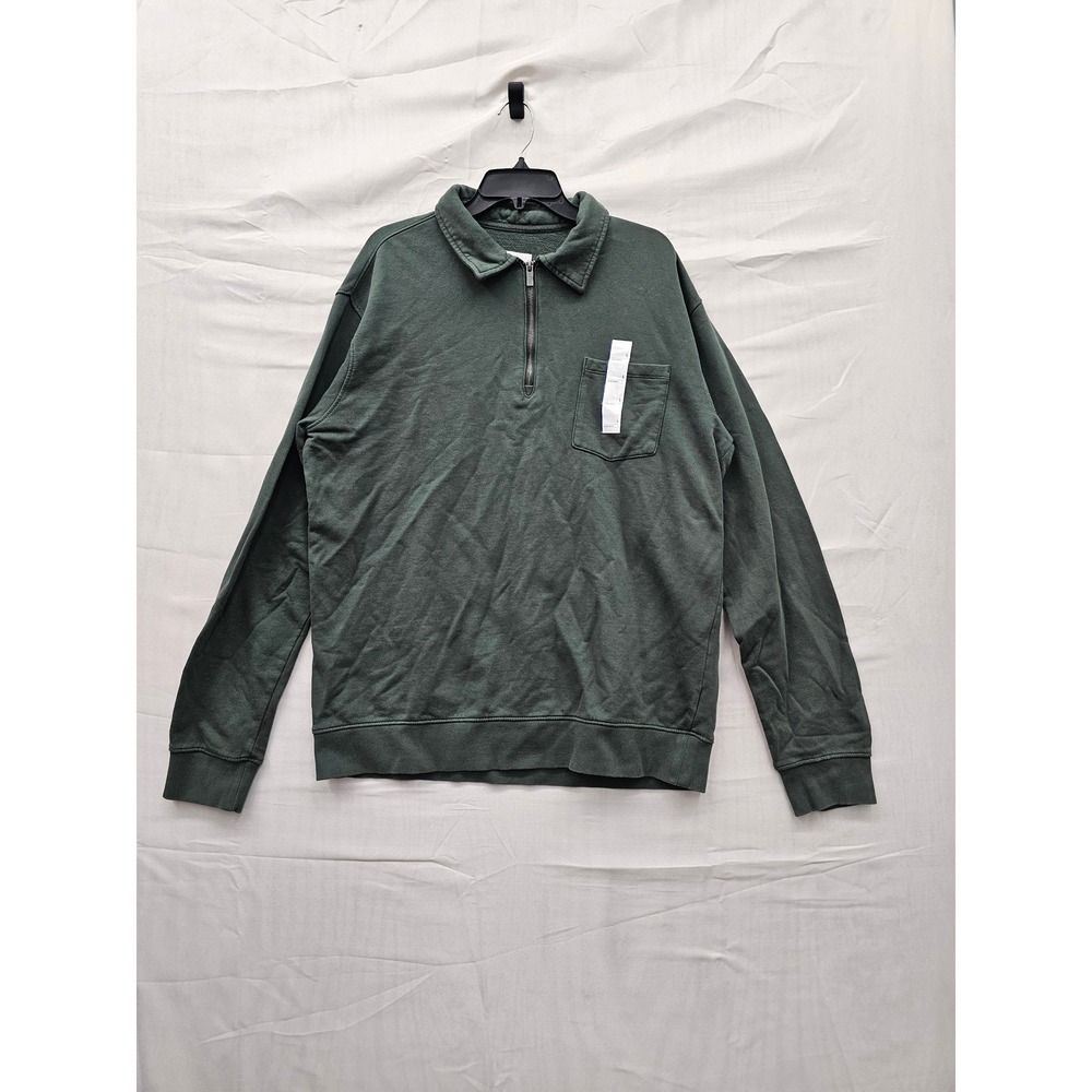 Goodfellow & Co Mens Vintage Quarter Zip Sweatshirt Sage Green Large 043143004